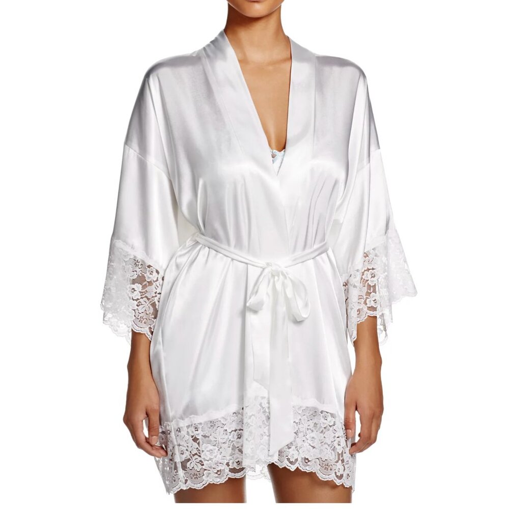 In Bloom by Jonquil White Satin Lace “Bride” Robe – Size L
